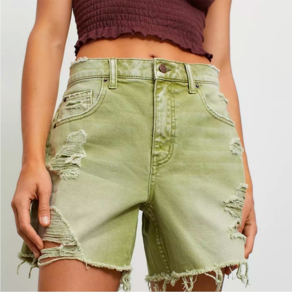BDG Dropped Rise Distressed Denim Shorts